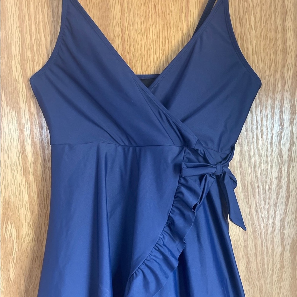 Navy Blue Ruffled Dress - Picture 5 of 8